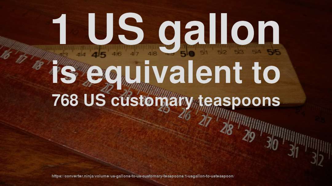 1 US gallon is equivalent to 768 US customary teaspoons