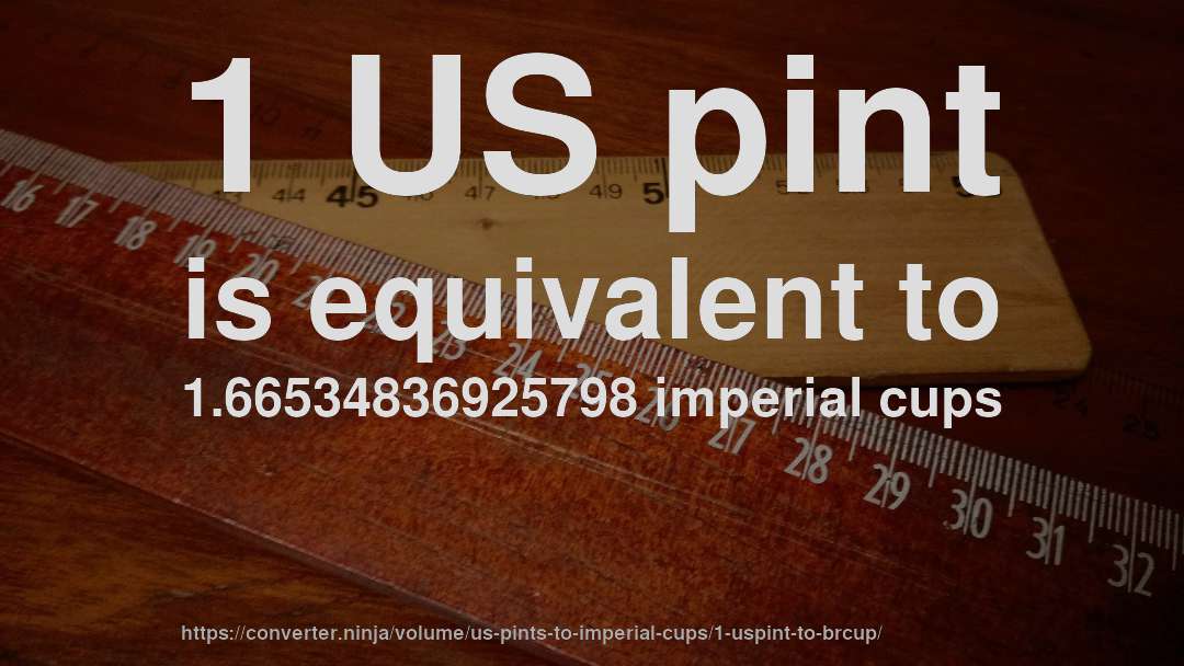 1 US pint is equivalent to 1.66534836925798 imperial cups