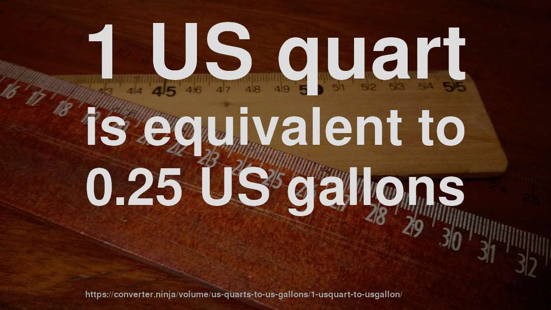 1 US quart is equivalent to 0.25 US gallons