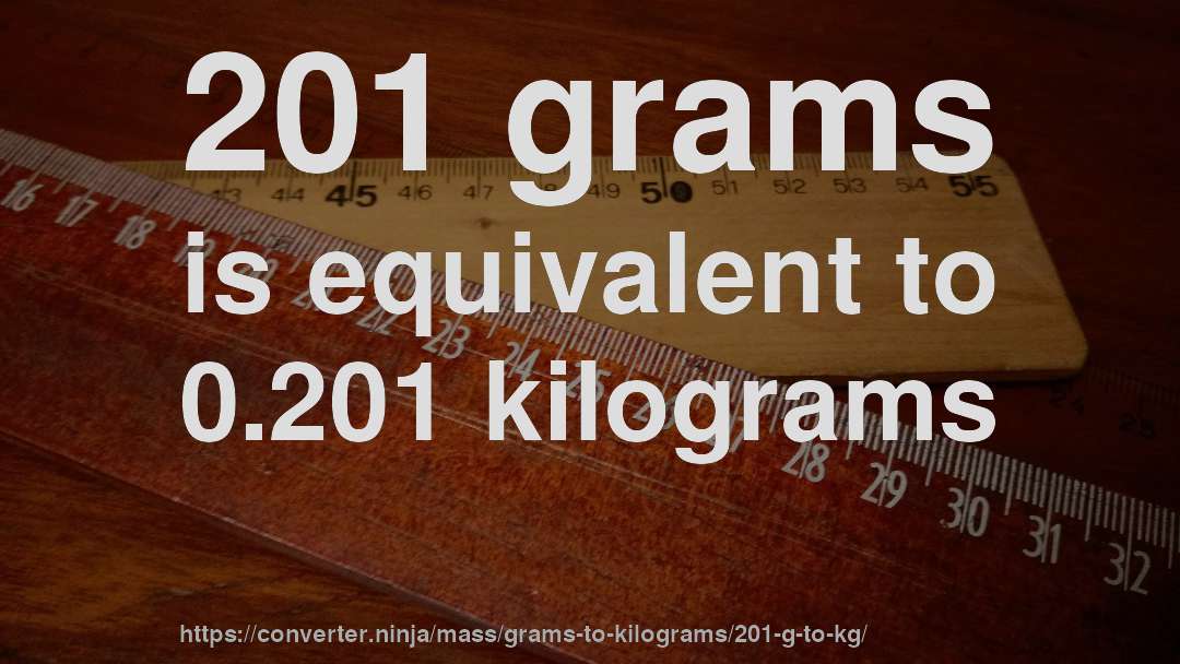 201 grams is equivalent to 0.201 kilograms