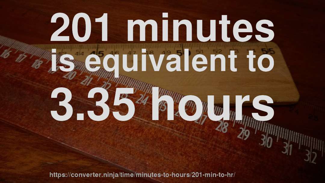 201 minutes is equivalent to 3.35 hours