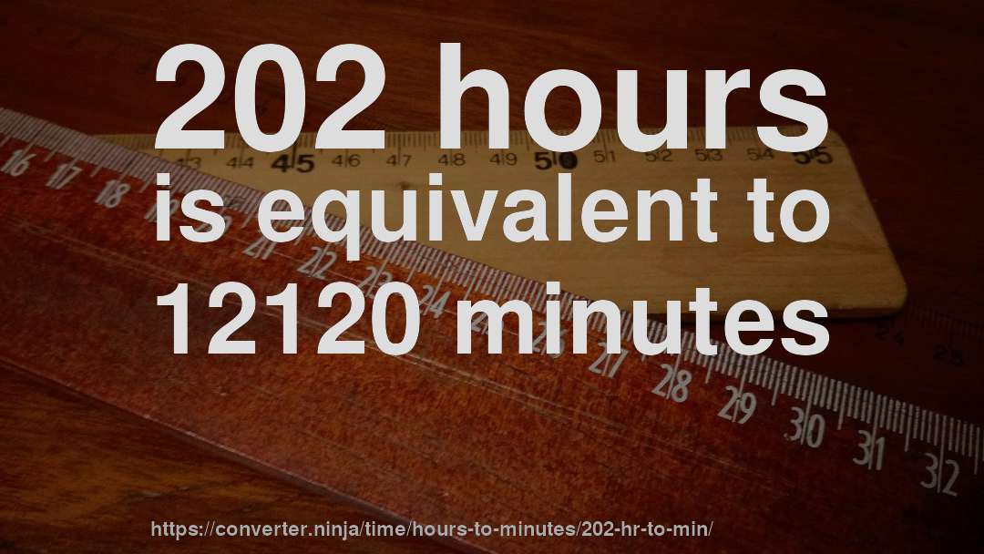 202 hours is equivalent to 12120 minutes