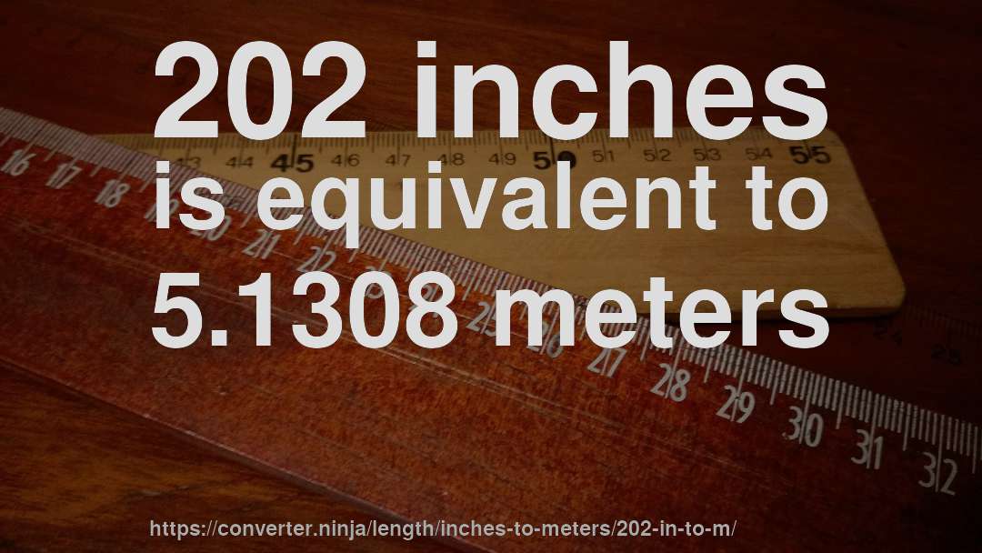 202 inches is equivalent to 5.1308 meters