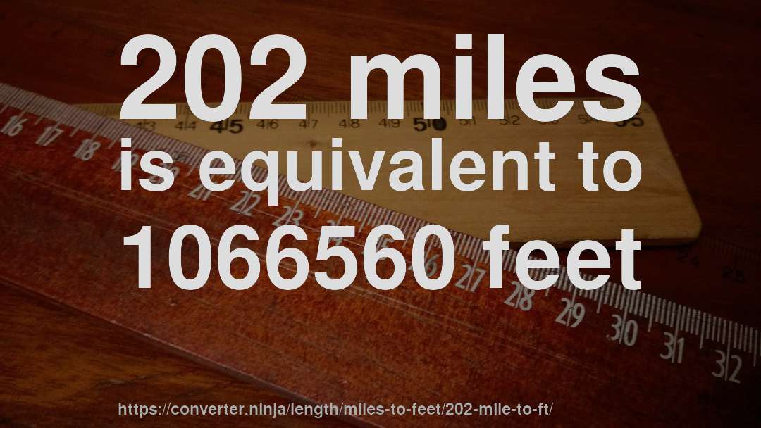 202 miles is equivalent to 1066560 feet
