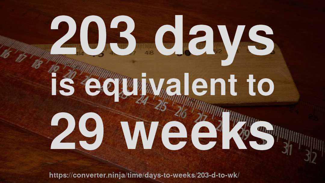 203 days is equivalent to 29 weeks