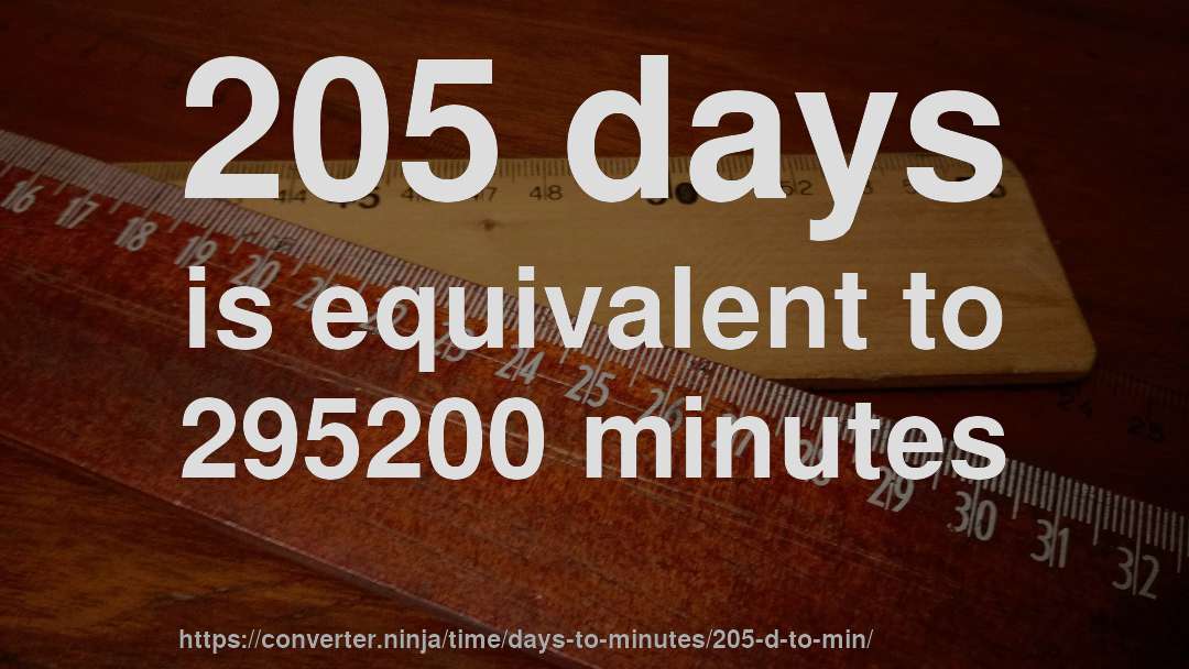 205 days is equivalent to 295200 minutes