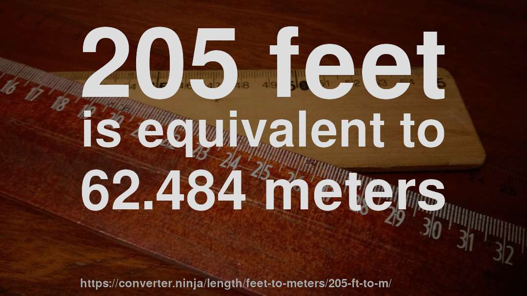 205 feet is equivalent to 62.484 meters