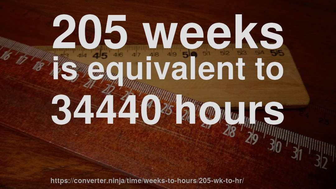205 weeks is equivalent to 34440 hours