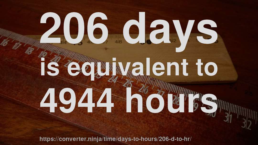 206 days is equivalent to 4944 hours