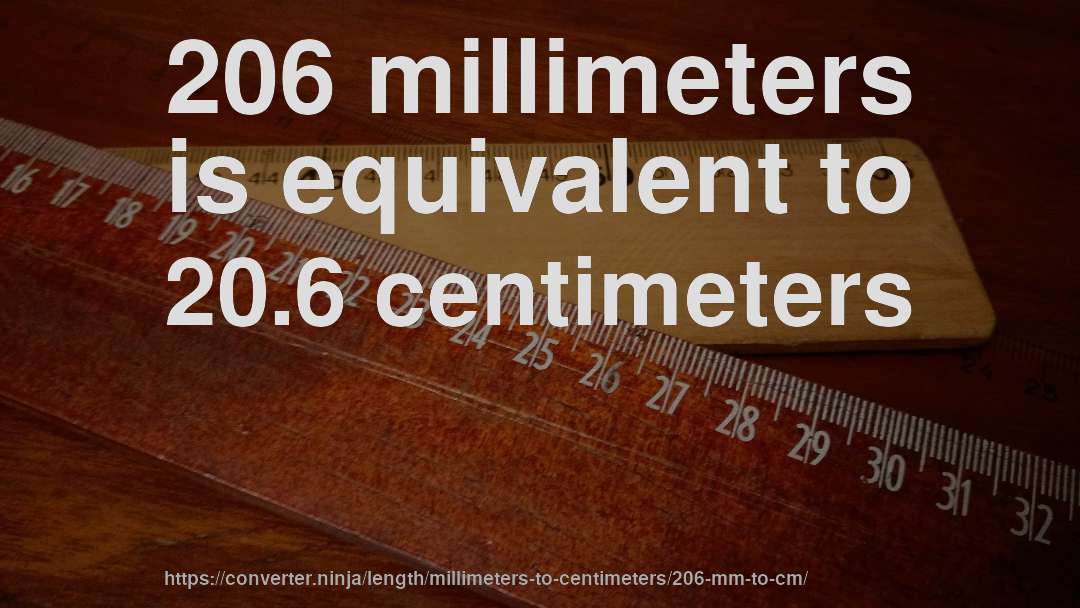 206 millimeters is equivalent to 20.6 centimeters