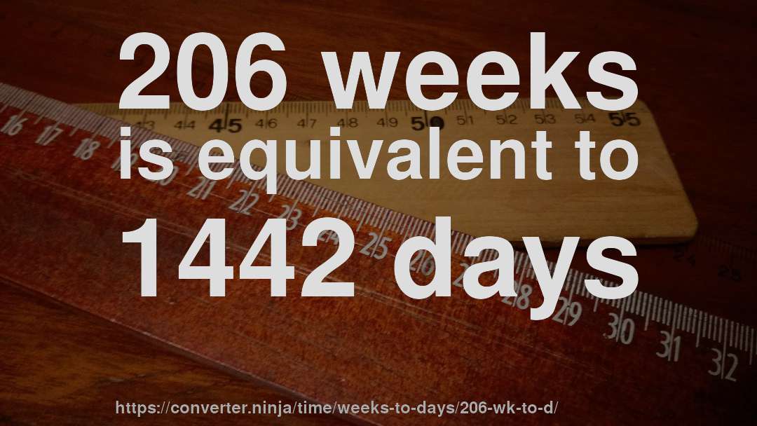 206 weeks is equivalent to 1442 days