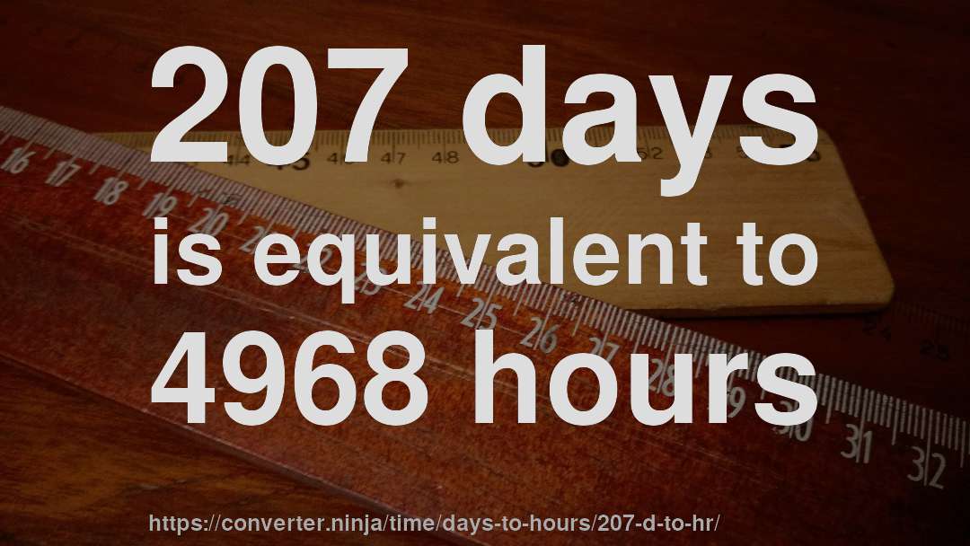 207 days is equivalent to 4968 hours