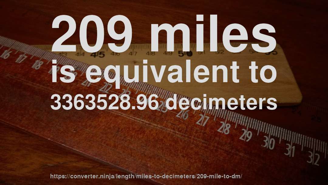 209 miles is equivalent to 3363528.96 decimeters