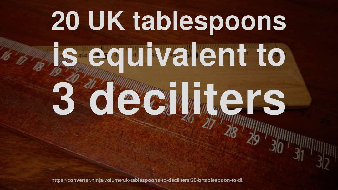 20 UK tablespoons is equivalent to 3 deciliters