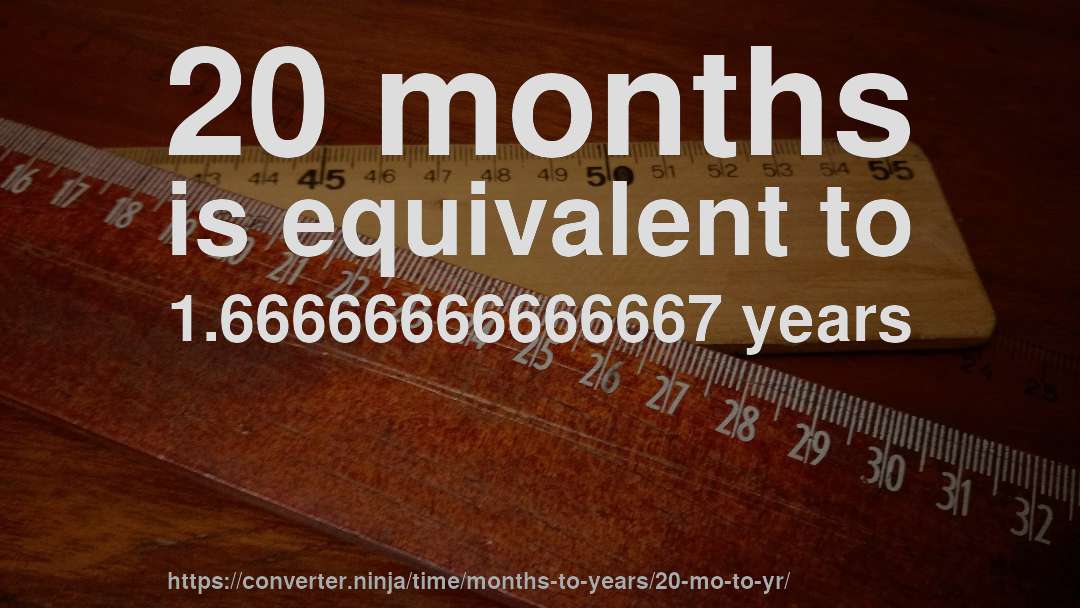 20 months is equivalent to 1.66666666666667 years