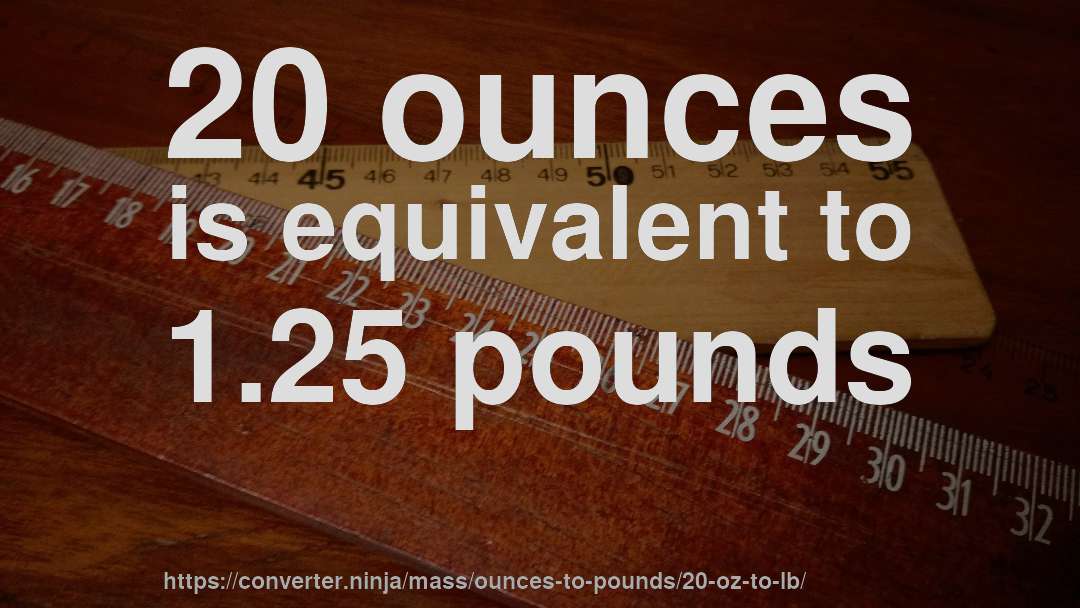 20 ounces is equivalent to 1.25 pounds