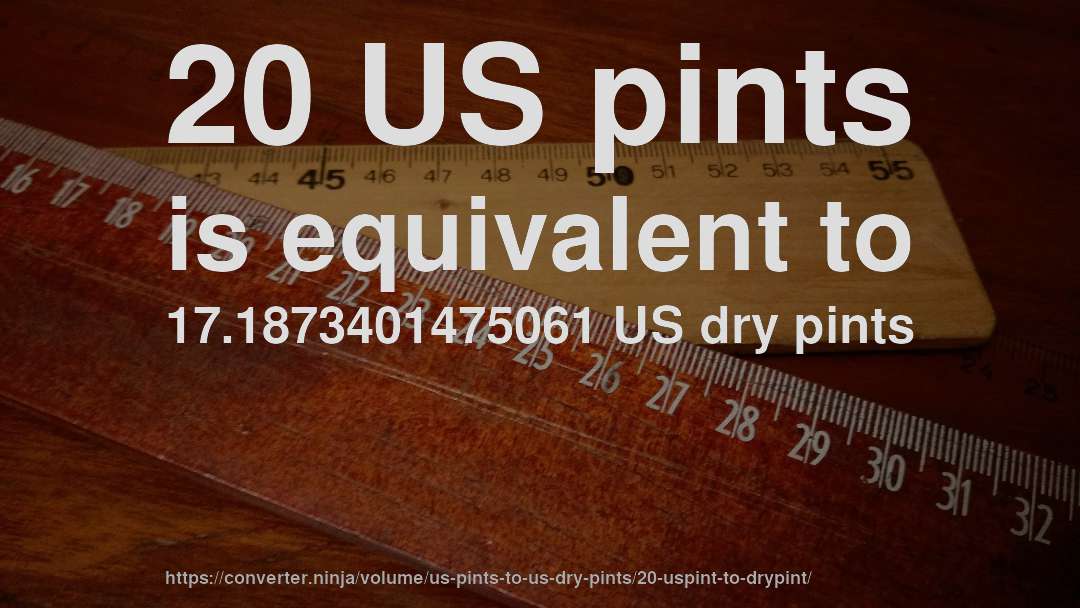 20 US pints is equivalent to 17.1873401475061 US dry pints