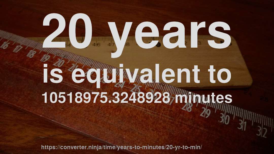 20 years is equivalent to 10518975.3248928 minutes