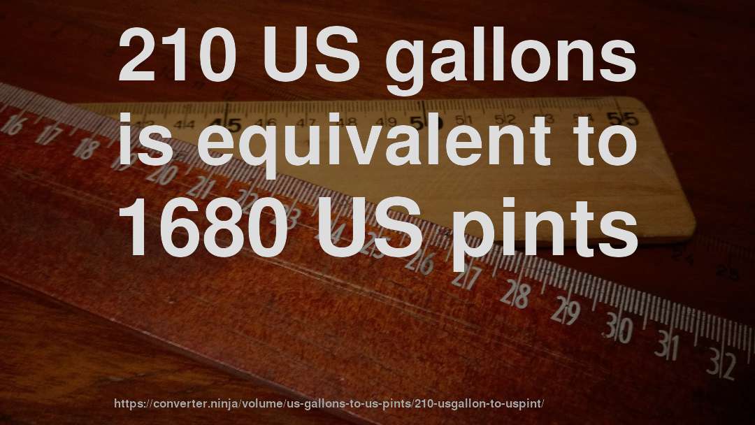 210 US gallons is equivalent to 1680 US pints