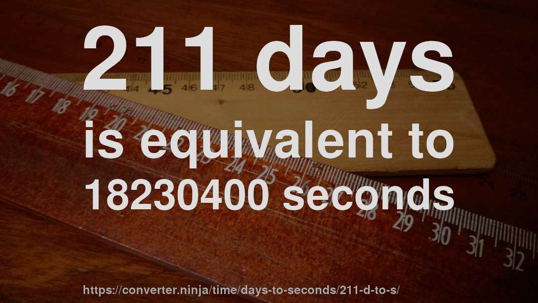 211 days is equivalent to 18230400 seconds