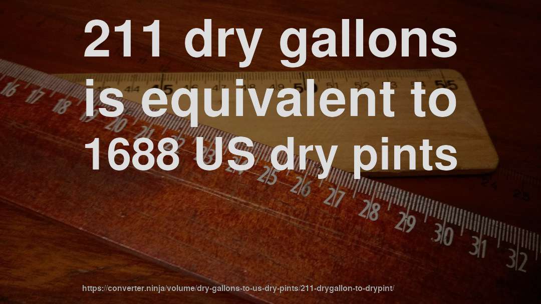 211 dry gallons is equivalent to 1688 US dry pints