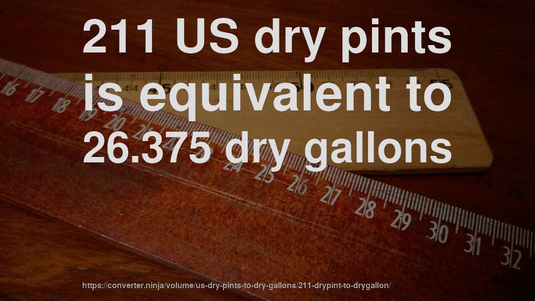 211 US dry pints is equivalent to 26.375 dry gallons