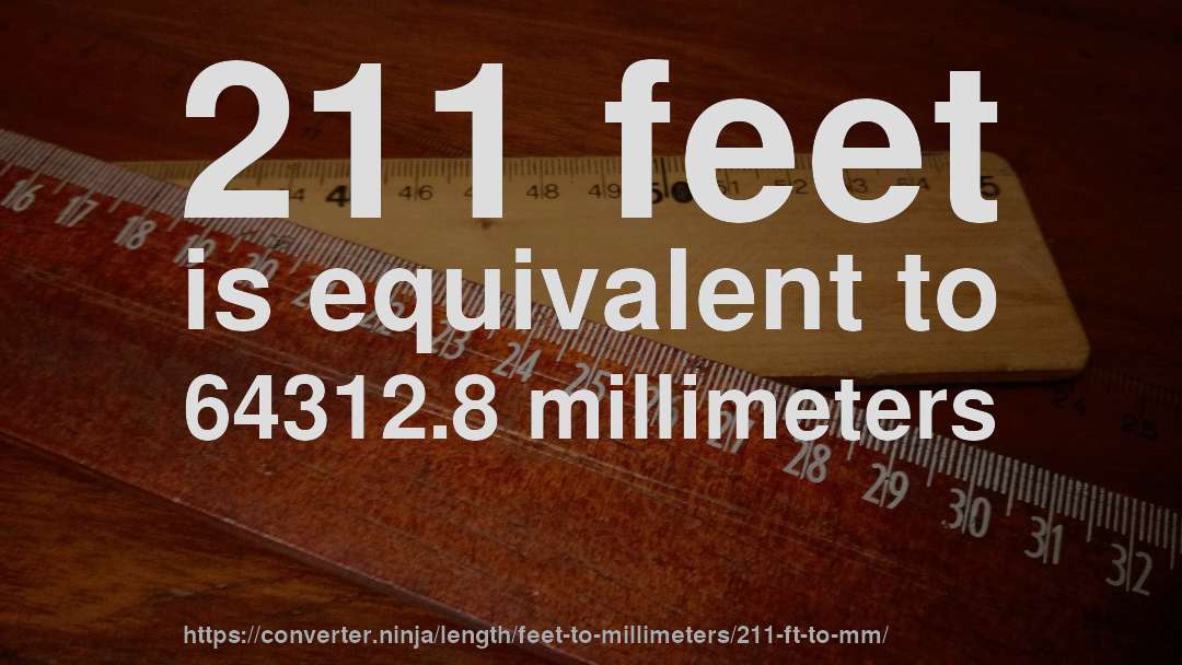 211 feet is equivalent to 64312.8 millimeters