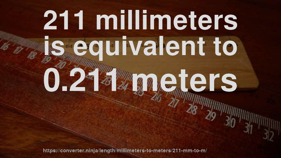 211 millimeters is equivalent to 0.211 meters