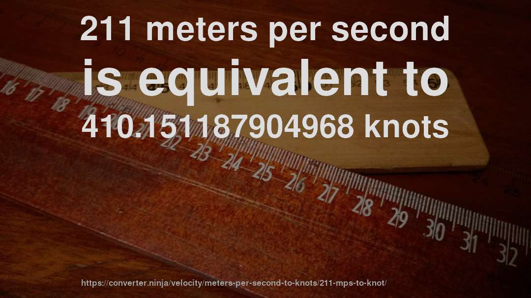 211 meters per second is equivalent to 410.151187904968 knots