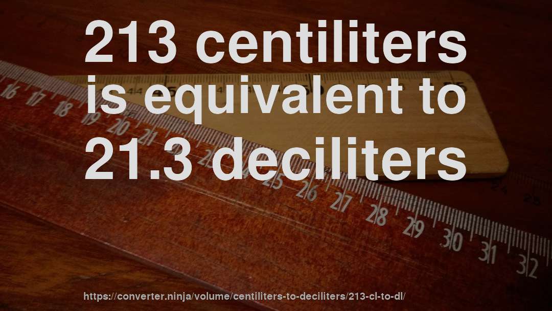 213 centiliters is equivalent to 21.3 deciliters
