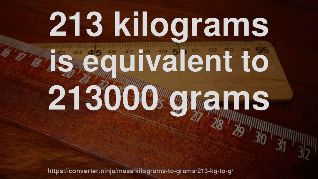 213 kilograms is equivalent to 213000 grams