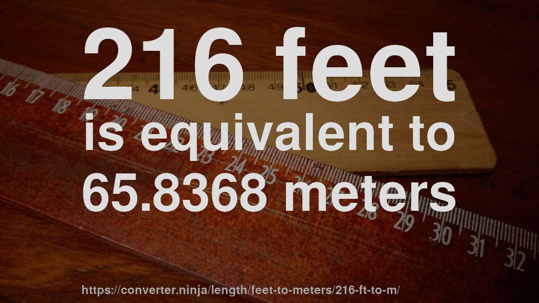 216 feet is equivalent to 65.8368 meters