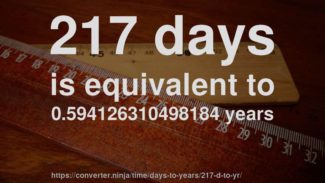 217 days is equivalent to 0.594126310498184 years