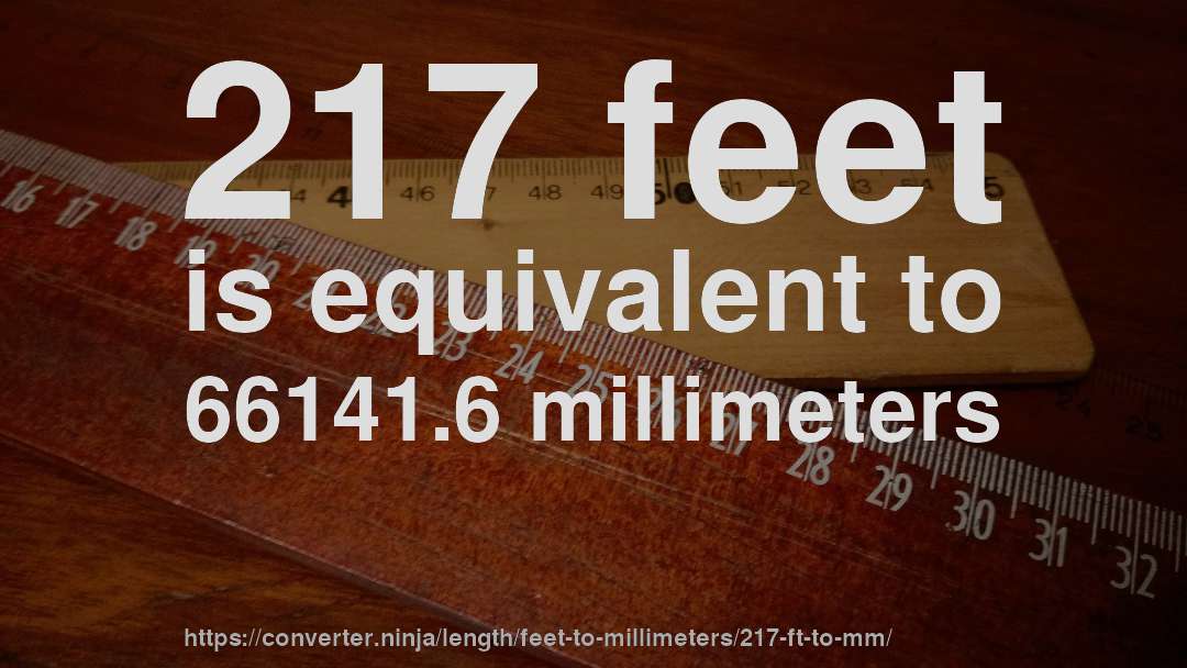 217 feet is equivalent to 66141.6 millimeters