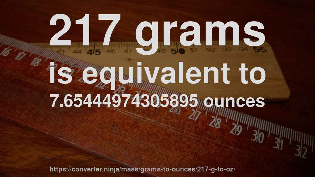 217 grams is equivalent to 7.65444974305895 ounces