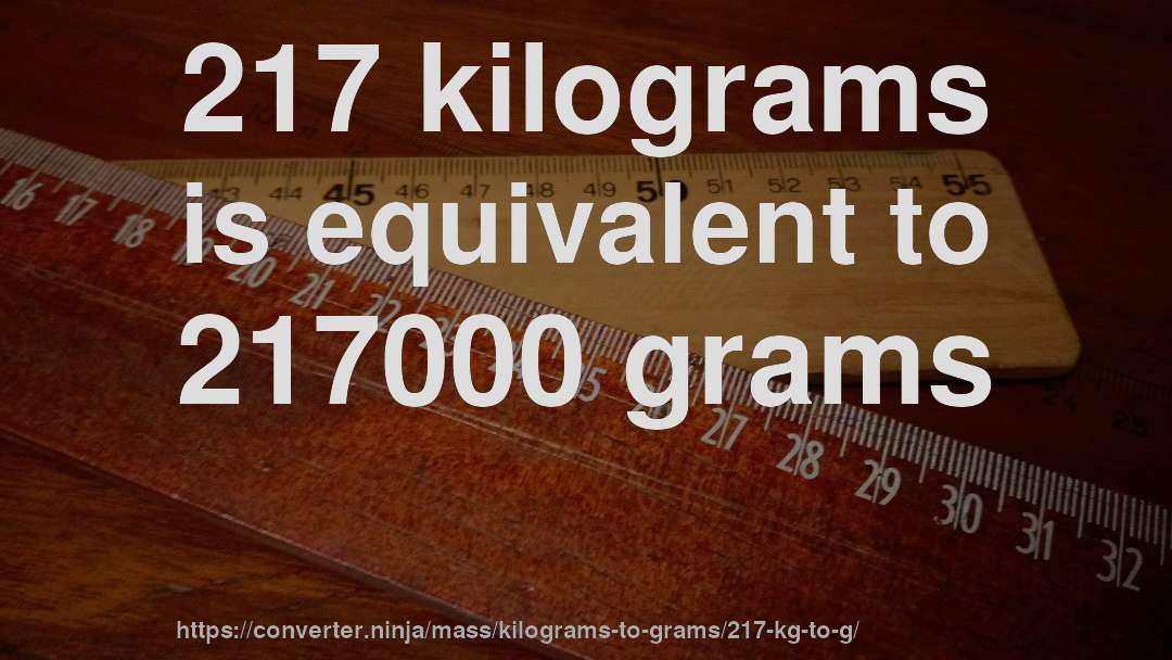 217 kilograms is equivalent to 217000 grams