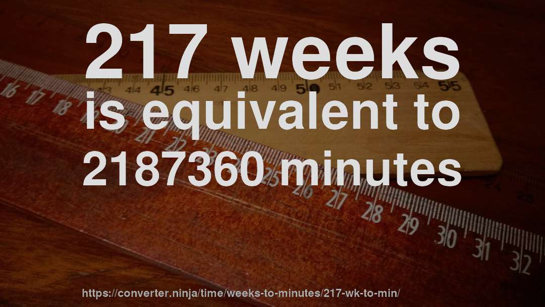 217 weeks is equivalent to 2187360 minutes