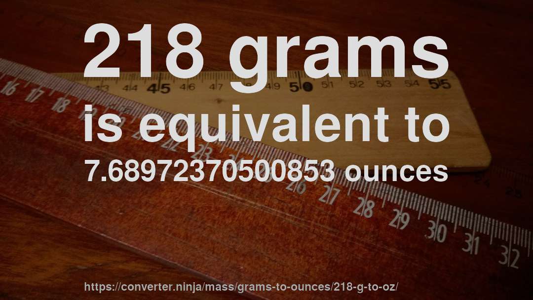 218 grams is equivalent to 7.68972370500853 ounces
