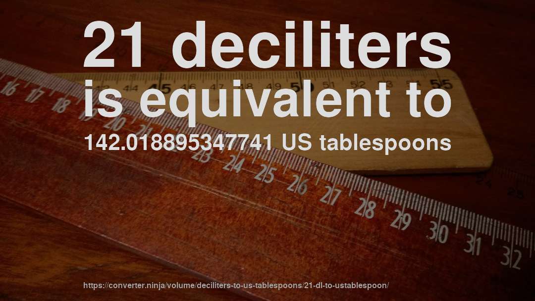 21 deciliters is equivalent to 142.018895347741 US tablespoons