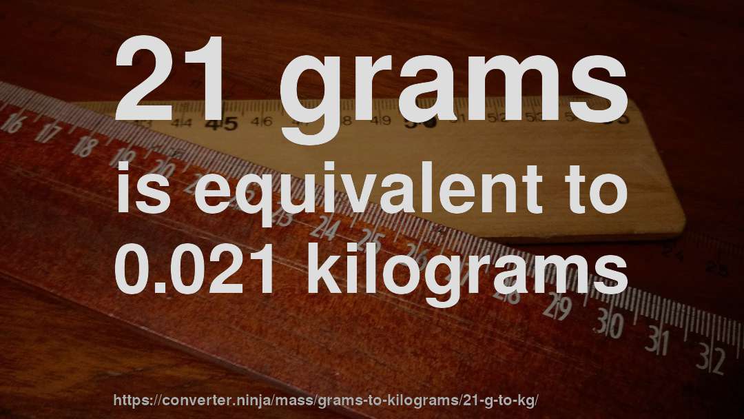 21 grams is equivalent to 0.021 kilograms
