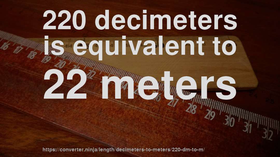 220 decimeters is equivalent to 22 meters