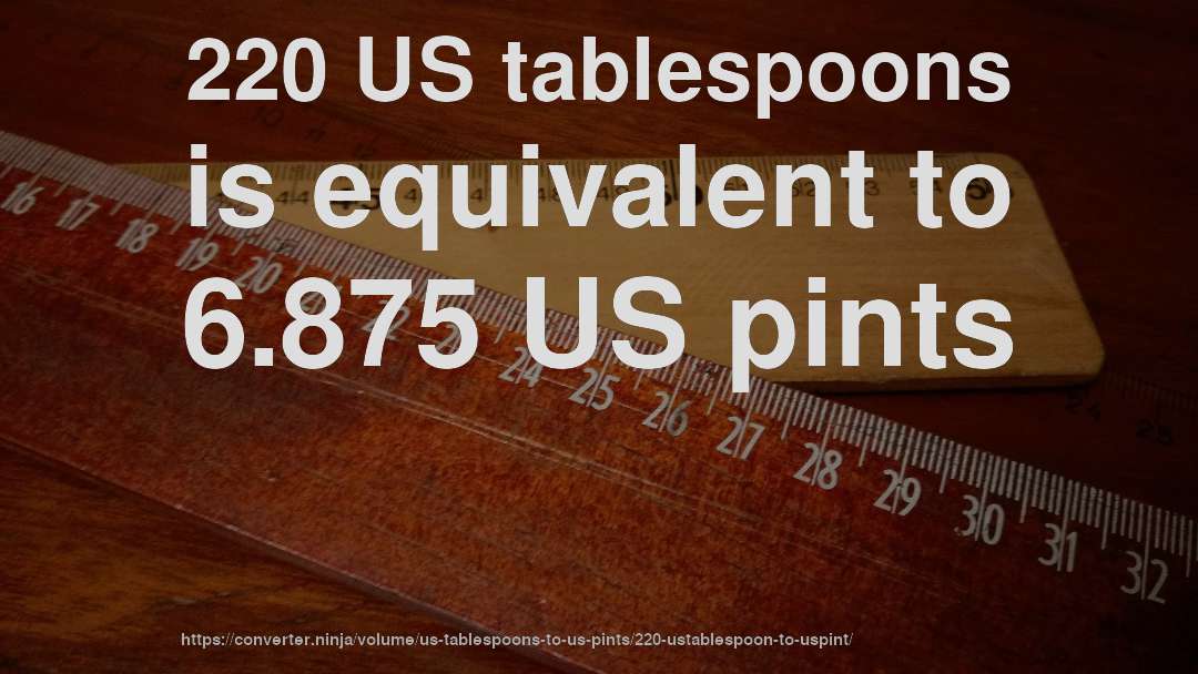 220 US tablespoons is equivalent to 6.875 US pints