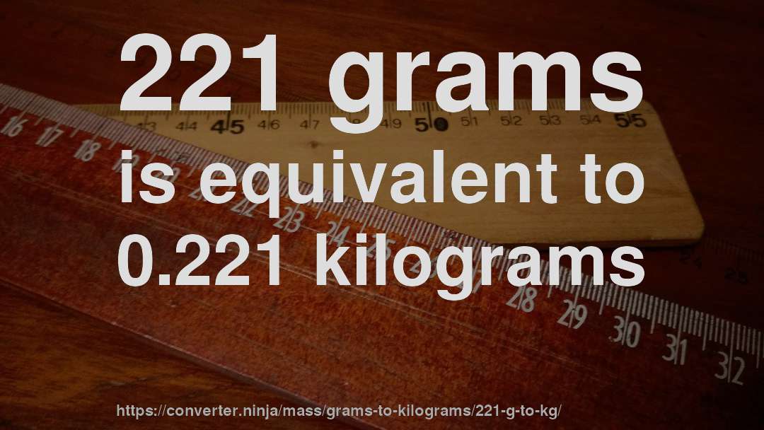 221 grams is equivalent to 0.221 kilograms