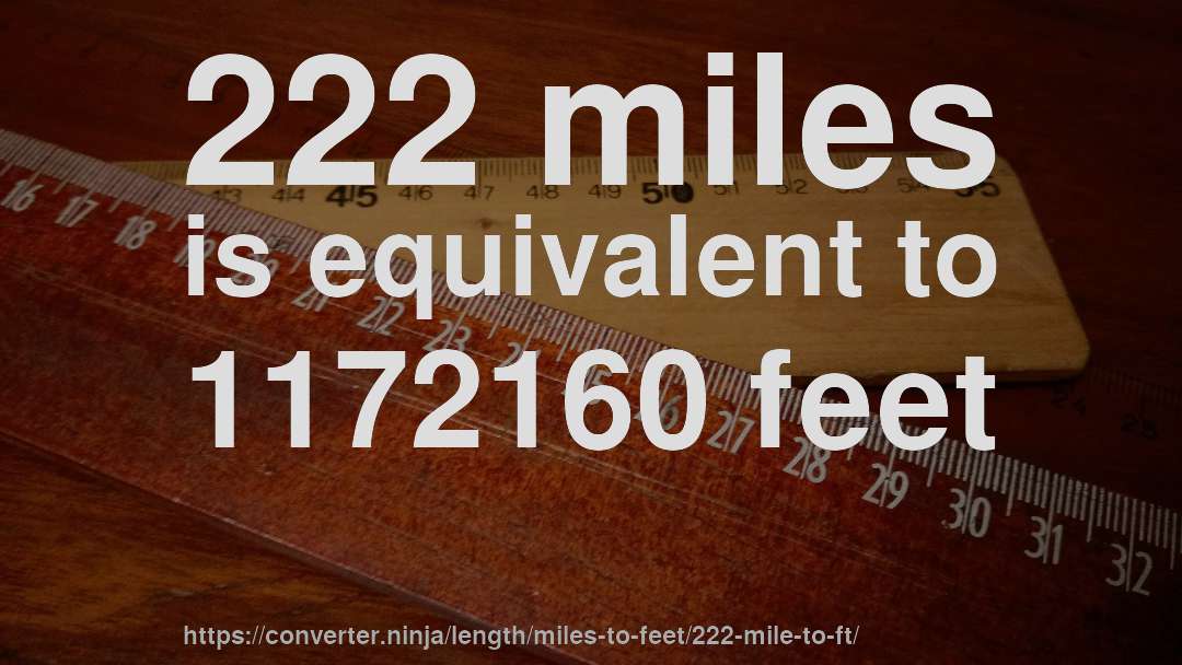 222 miles is equivalent to 1172160 feet