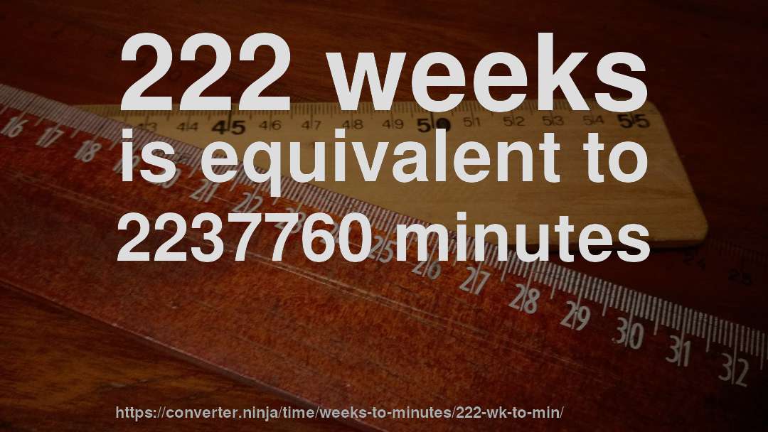 222 weeks is equivalent to 2237760 minutes
