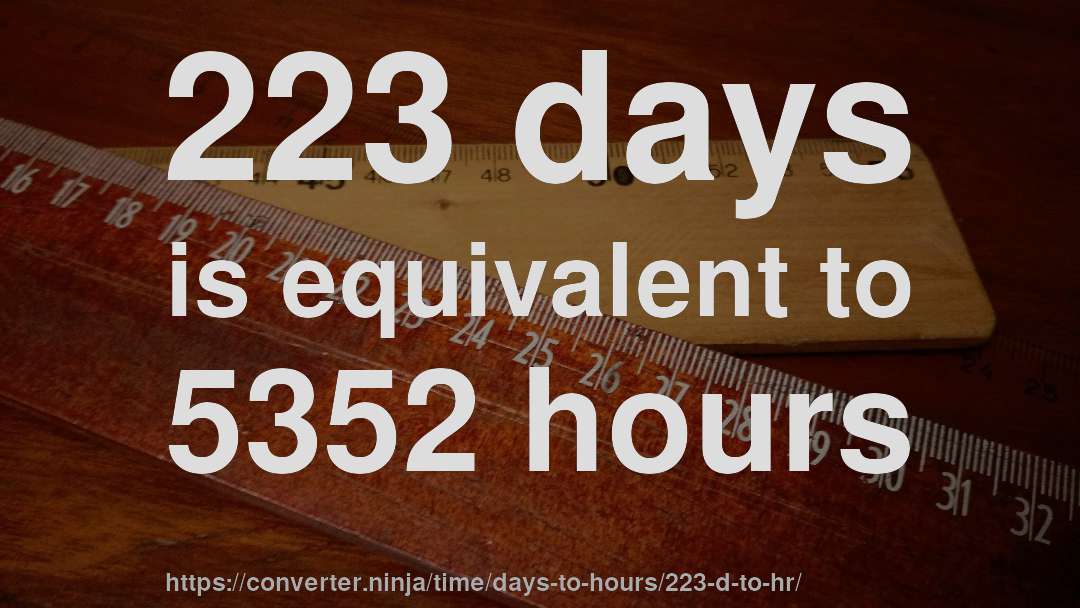 223 days is equivalent to 5352 hours