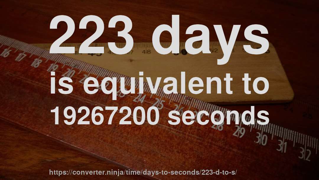 223 days is equivalent to 19267200 seconds