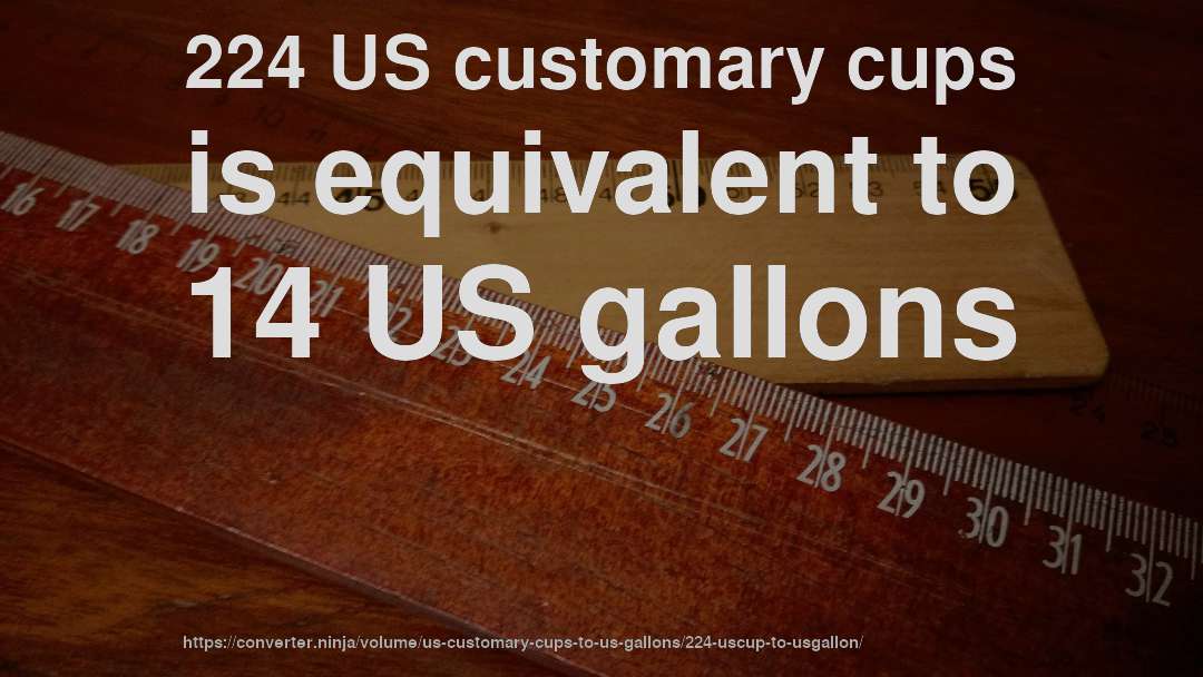 224 US customary cups is equivalent to 14 US gallons