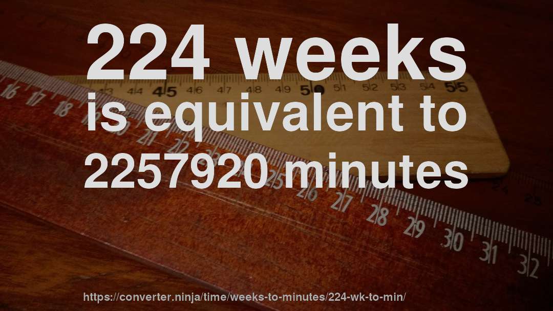 224 weeks is equivalent to 2257920 minutes