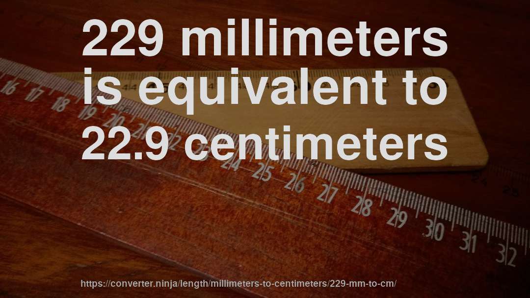 229 millimeters is equivalent to 22.9 centimeters